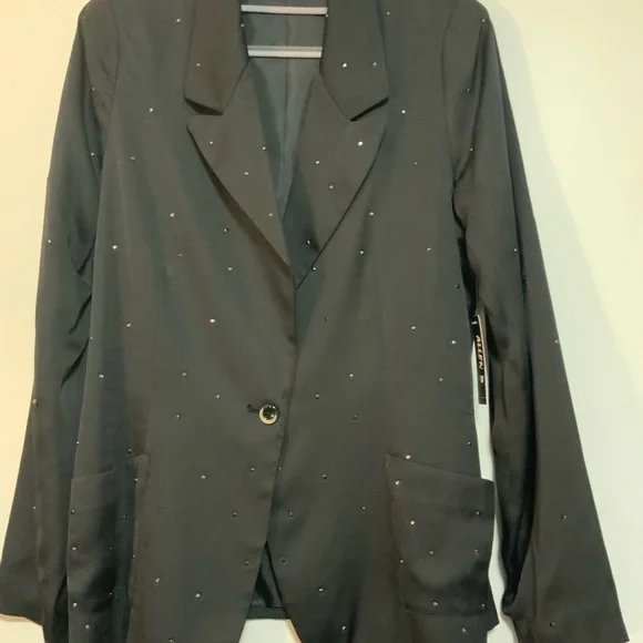Allen B by Allen Schwartz - Black Blazer with Studded Details NWT Size Large - Picture 1 of 6